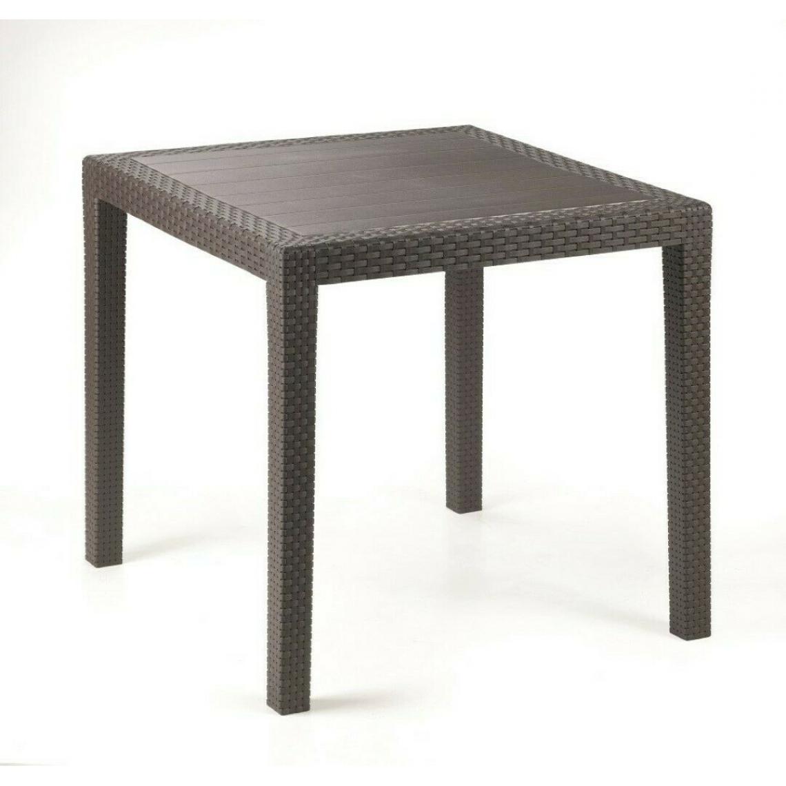 Alter - Table d'extérieur carrée, structure en résine dure effet rotin, Made in Italy, 80 x 80 x 72 cm, couleur marron - Tables à manger