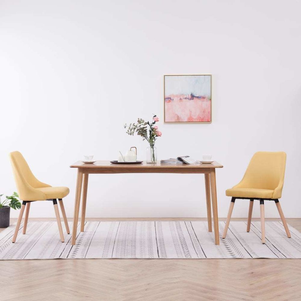 marque generique - Superbe Fauteuils et chaises famille Rabat Chaises de salle à manger 2 pcs Jaune Tissu - Chaises