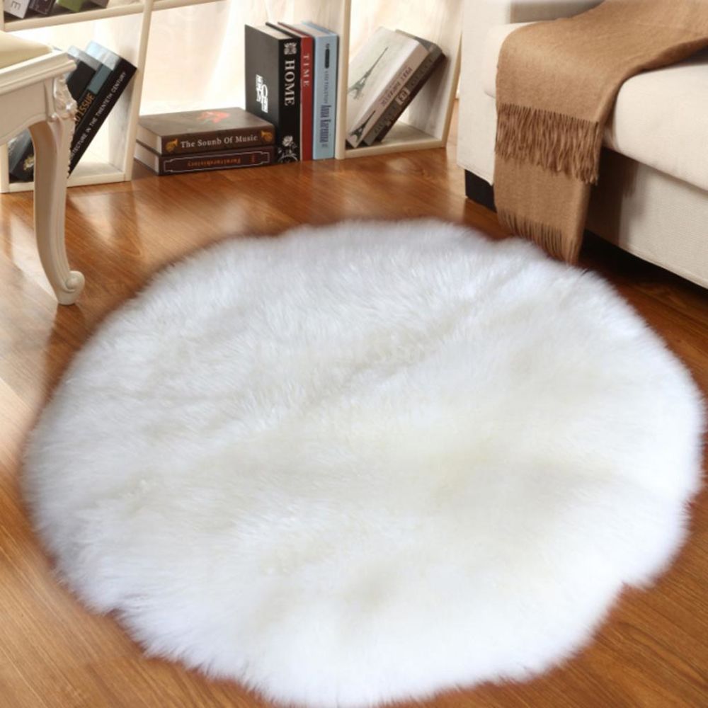 marque generique - 80cm doux peau de mouton moelleux peau fausse fourrure faux tapis tapis tapis blanc et gris - Tapis