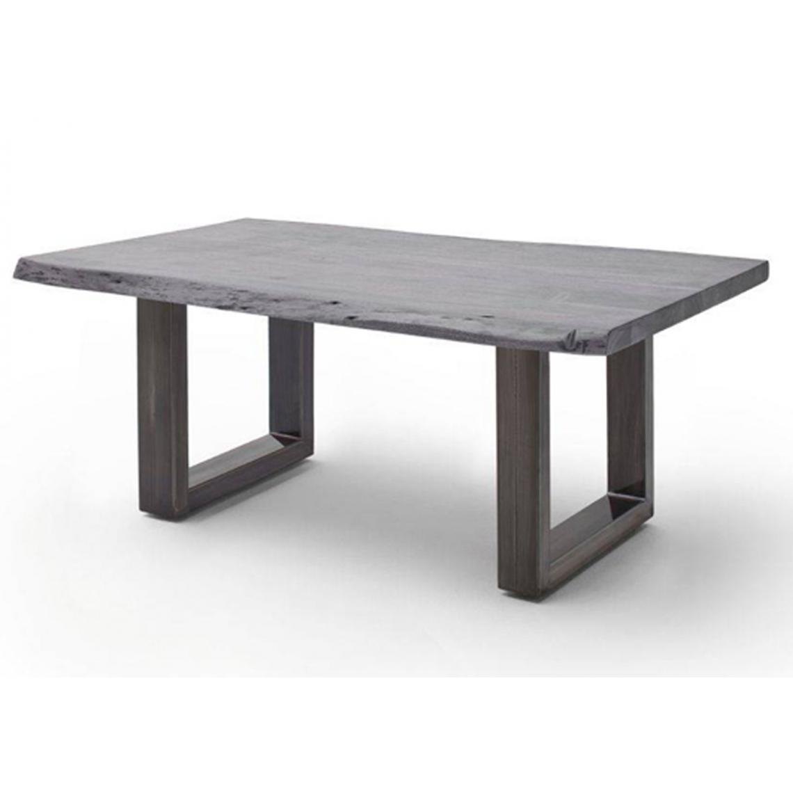Pegane - Table basse simple en bois d'acacia massif laqué gris/antique - L.110 x H.45 x P.70 cm - Tables basses