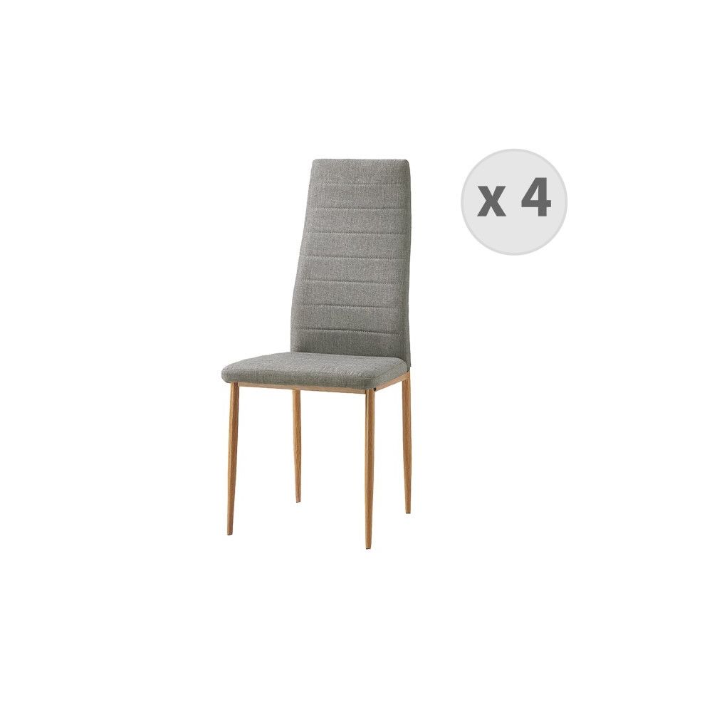 Moloo - ANNA-Chaises de salle à manger tissu gris pieds effet bois (x4) - Chaises