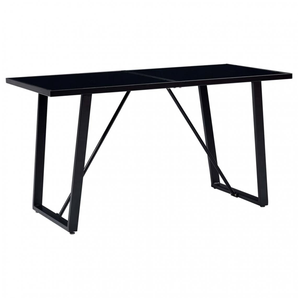 Chunhelife - Table de salle à manger Noir 160x80x75 cm Verre trempé - Tables à manger