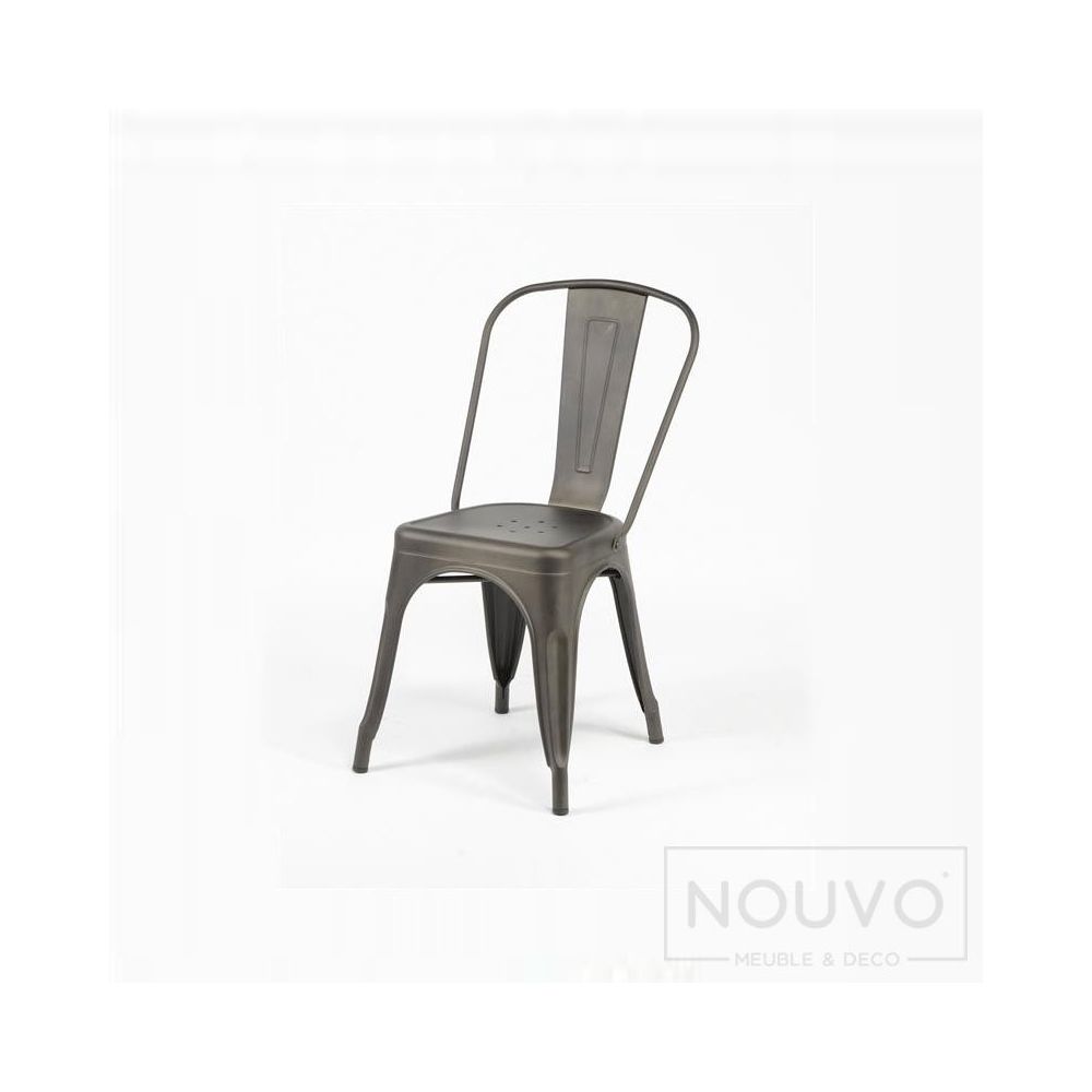 Nouvomeuble - Chaise design métal gris GABRIELLE (lot de 4) - Chaises