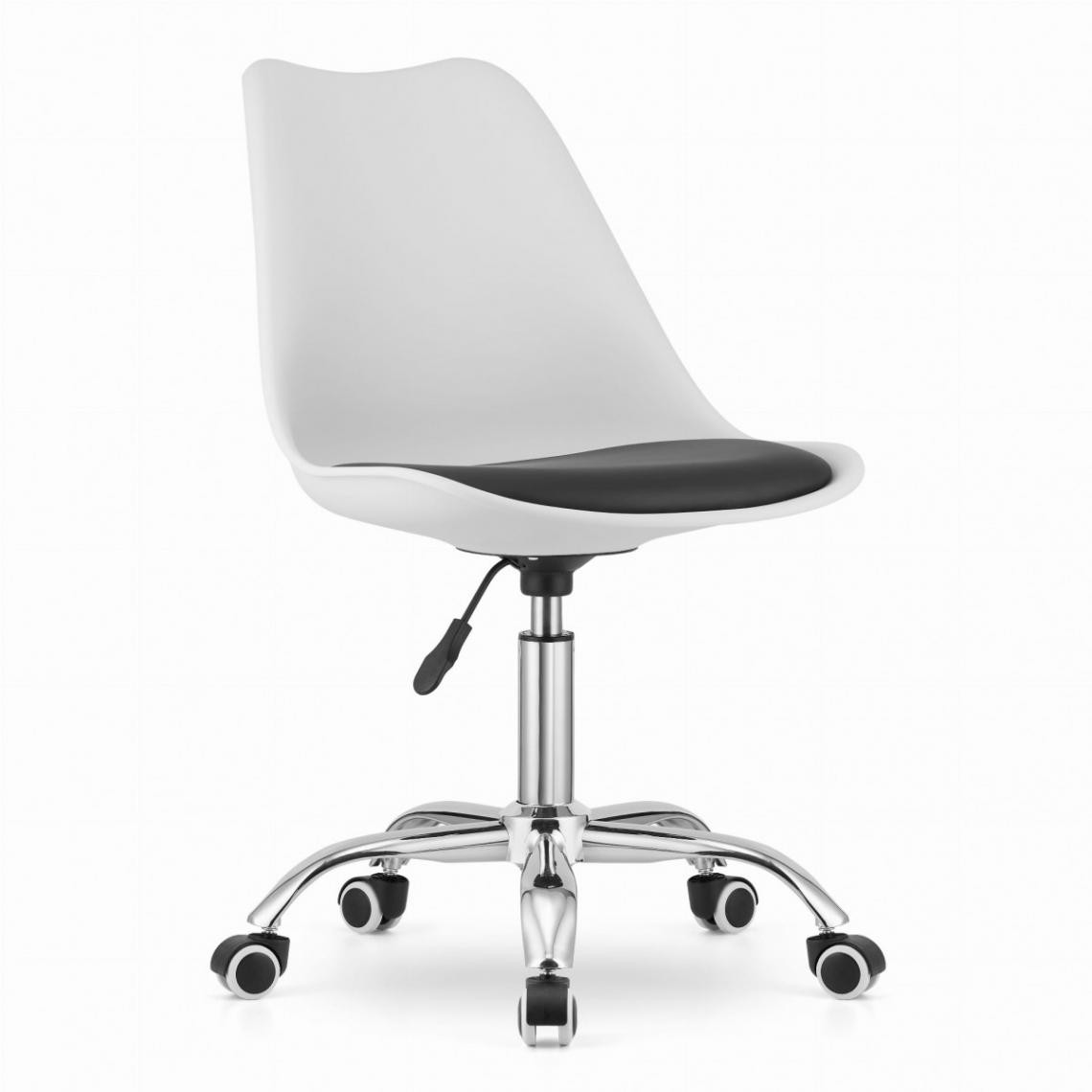 Hucoco - ALBAD - Fauteuil pivotant style moderne bureau/chambre d'ado - 91.5x48x43 cm - Chaise de bureau - Blanc - Chaises