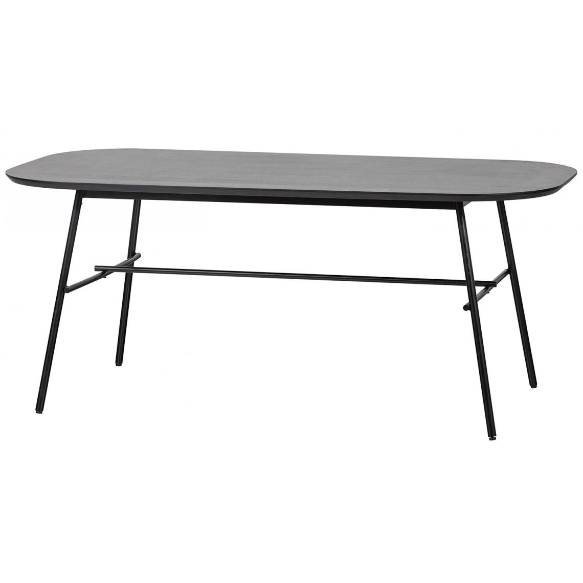 Pegane - Table à manger en bois de manguier coloris noir mat - Hauteur 79 x Longueur 180 x Profondeur 90 cm - Tables à manger