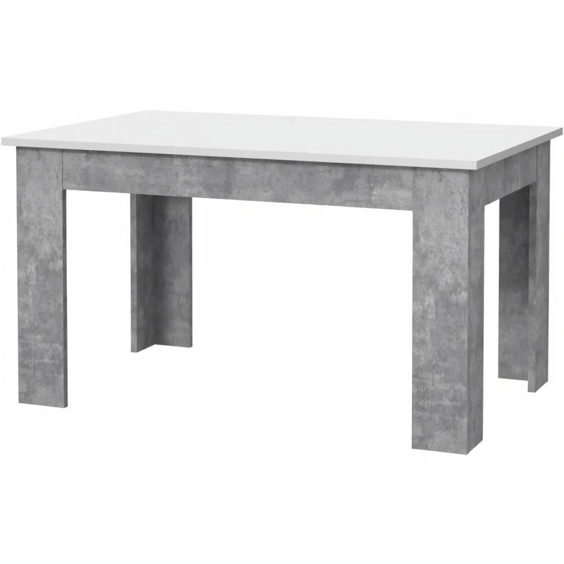 Sans Marque - PILVI Table a manger - Blanc et beton gris clair - L 140 x I90 x H 75 cm - Tables à manger