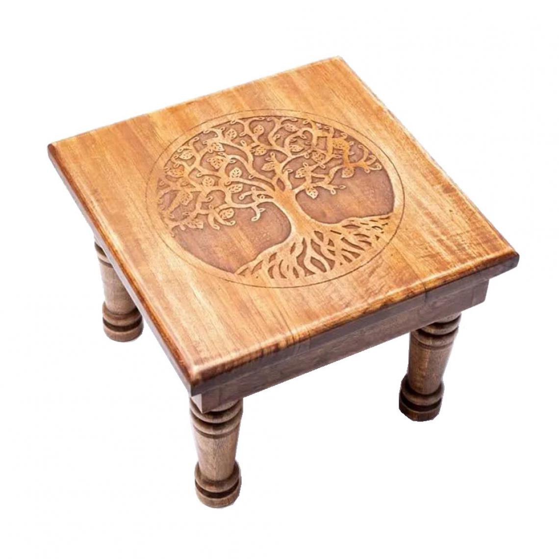 Phoenix - Mini Table d'appoint en bois Arbre de vie - Tables basses