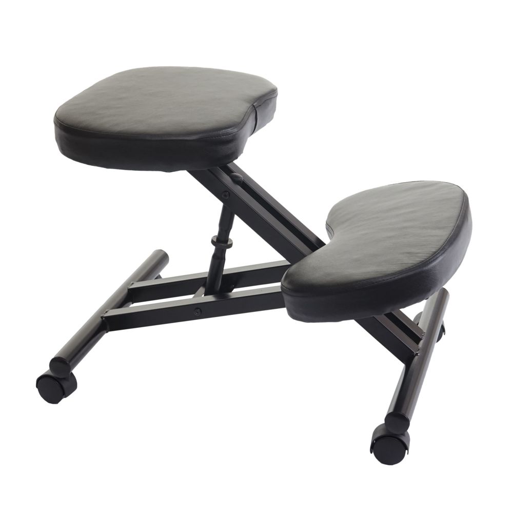Mendler - Siège assis à genoux HWC-E10 appui-genoux, tabouret, chaise bureau, réglable, similicuir, métal, noir - Tabourets