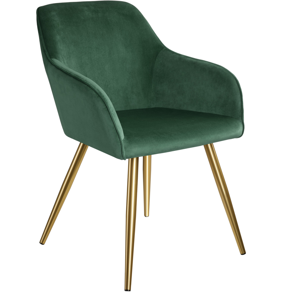 Tectake - Chaise MARILYN Effet Velours Style Scandinave - vert foncé/or - Chaises