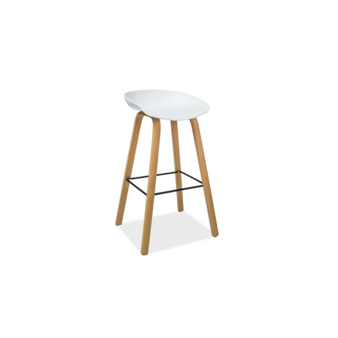 Hucoco - STINT | Tabouret de bar style scandinave | 85x43x36 cm | Siège PP + base métal | Chaise haute de cuisine | Chaise de bar - Blanc - Tabourets