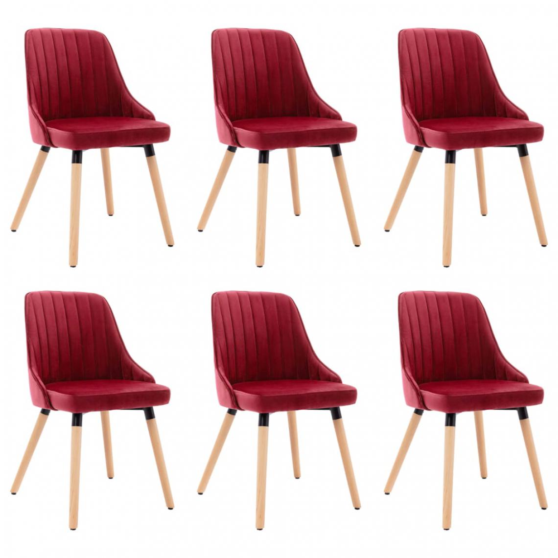 Icaverne - Joli Fauteuils et chaises famille Bucarest Chaises de salle à manger 6 pcs Rouge bordeaux Velours - Chaises