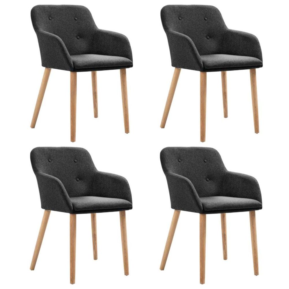 marque generique - Splendide Fauteuils et chaises ligne Podgorica 4pcs Chaises de salle à manger Gris foncé Tissu et chêne massif - Chaises