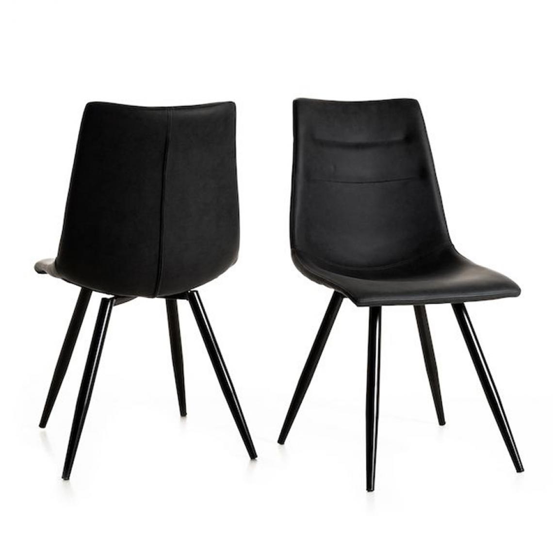 Nouvomeuble - Chaise de salle à manger noire design MARLON (lot de 2) - Chaises