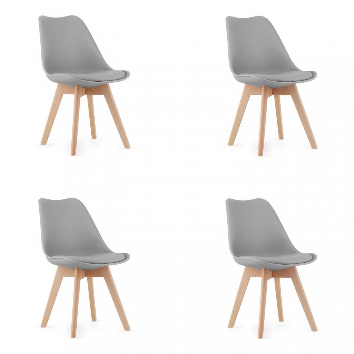 Hucoco - MARDI - Lot de 4 chaises style moderne salle à manger/cuisine - 82x48x43 cm - Chaise de salle à manger - Gris - Chaises