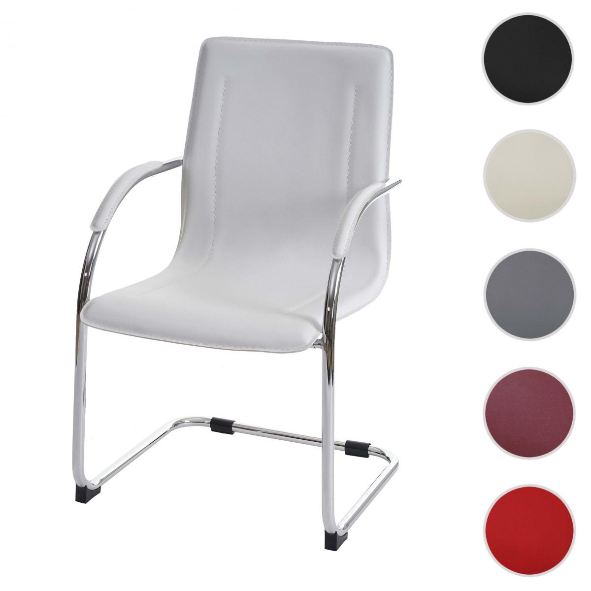 Mendler - Chaise de conférence Samara, chaise cantilever, PVC ~ blanc - Chaises