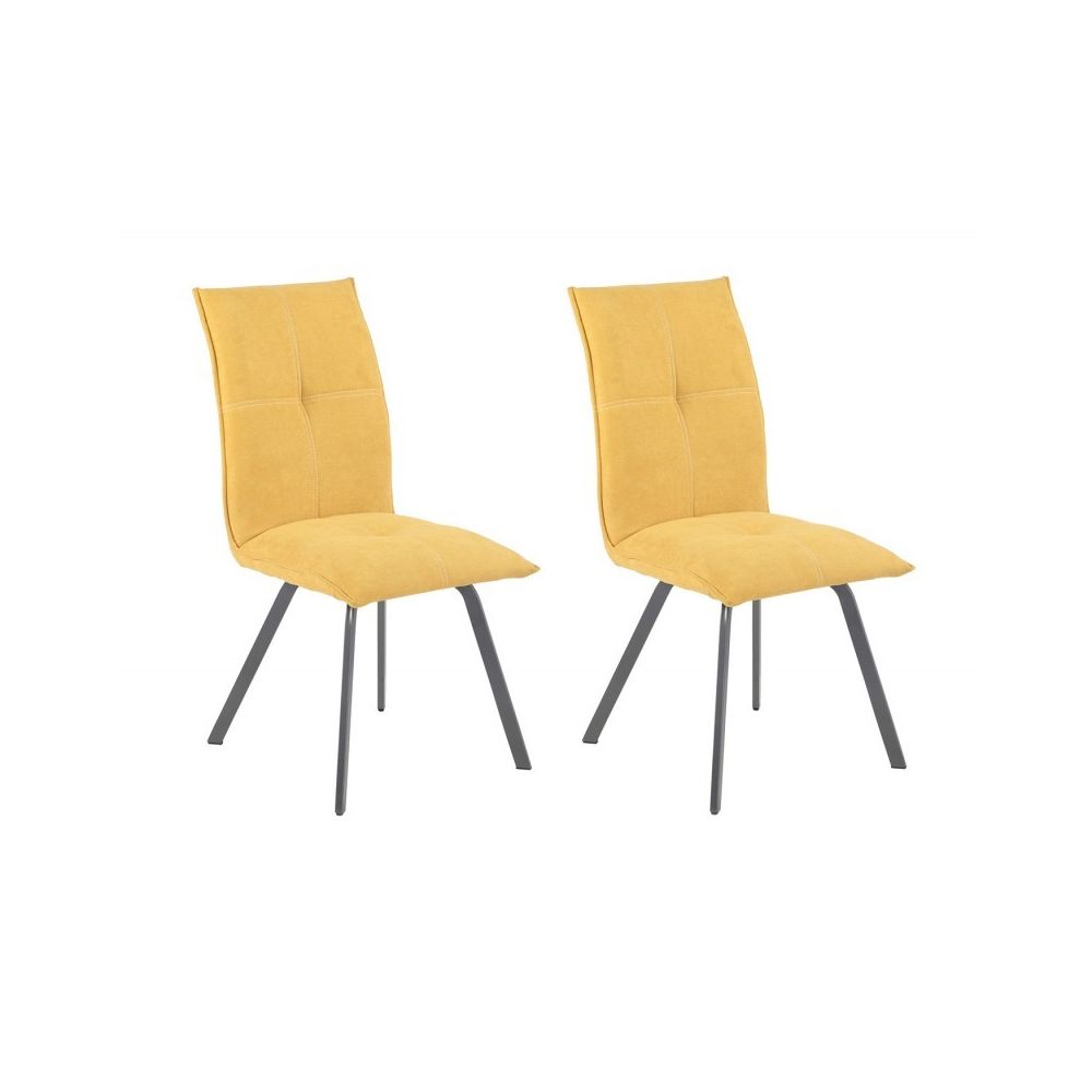 Meubletmoi - Lot de 2 chaises en tissu jaune avec piètement en métal - ARIA - Chaises