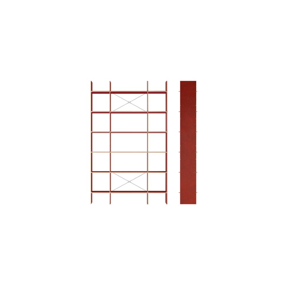 Moormann - Système d'étagères FNP - Exemple 3 - rouge (FU) - FU (bois stratifié) - Etagères