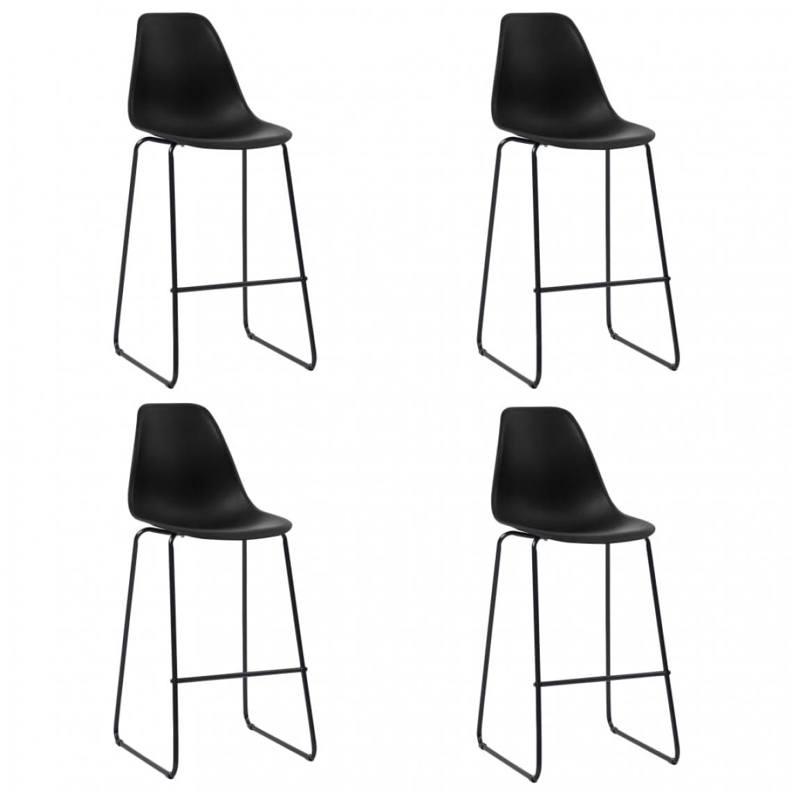 Icaverne - Joli Fauteuils et chaises selection Paris Chaises de bar 4 pcs Noir Plastique - Tabourets