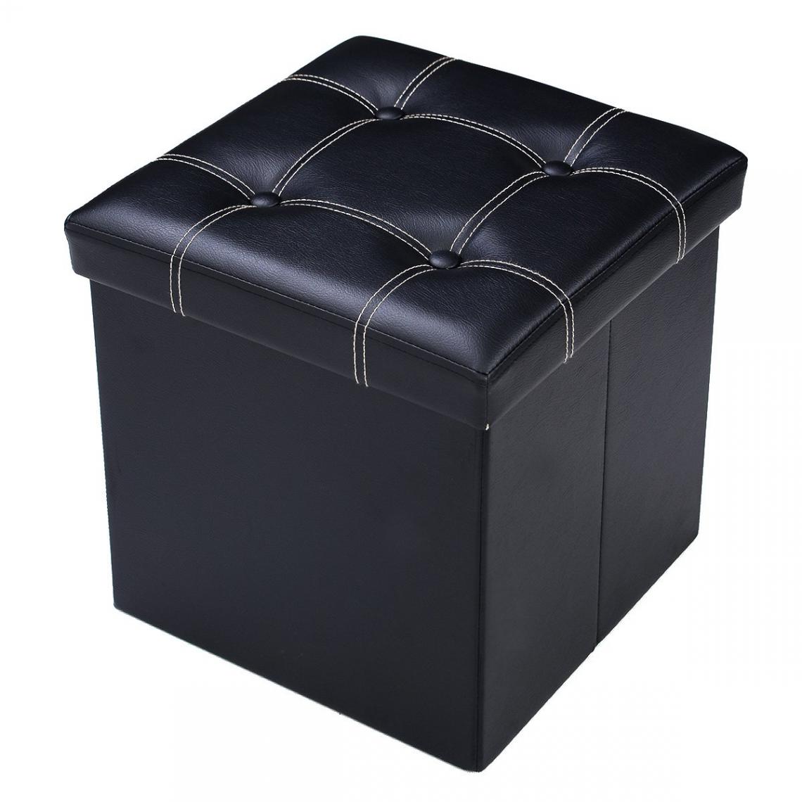 Helloshop26 - Tabouret de cube pouf pliable banc coffre rangement boîte de rangement conservation noir 20_0001232 - Tabourets