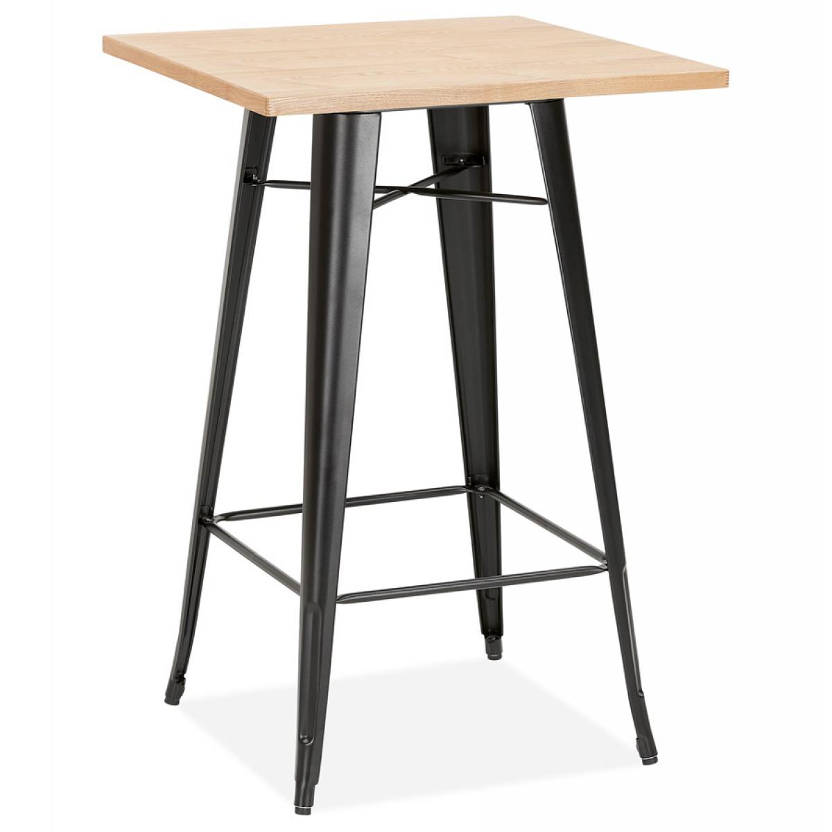 Alterego - Table haute style industriel 'DARIUS' en bois clair et pieds en métal noir - Tables à manger