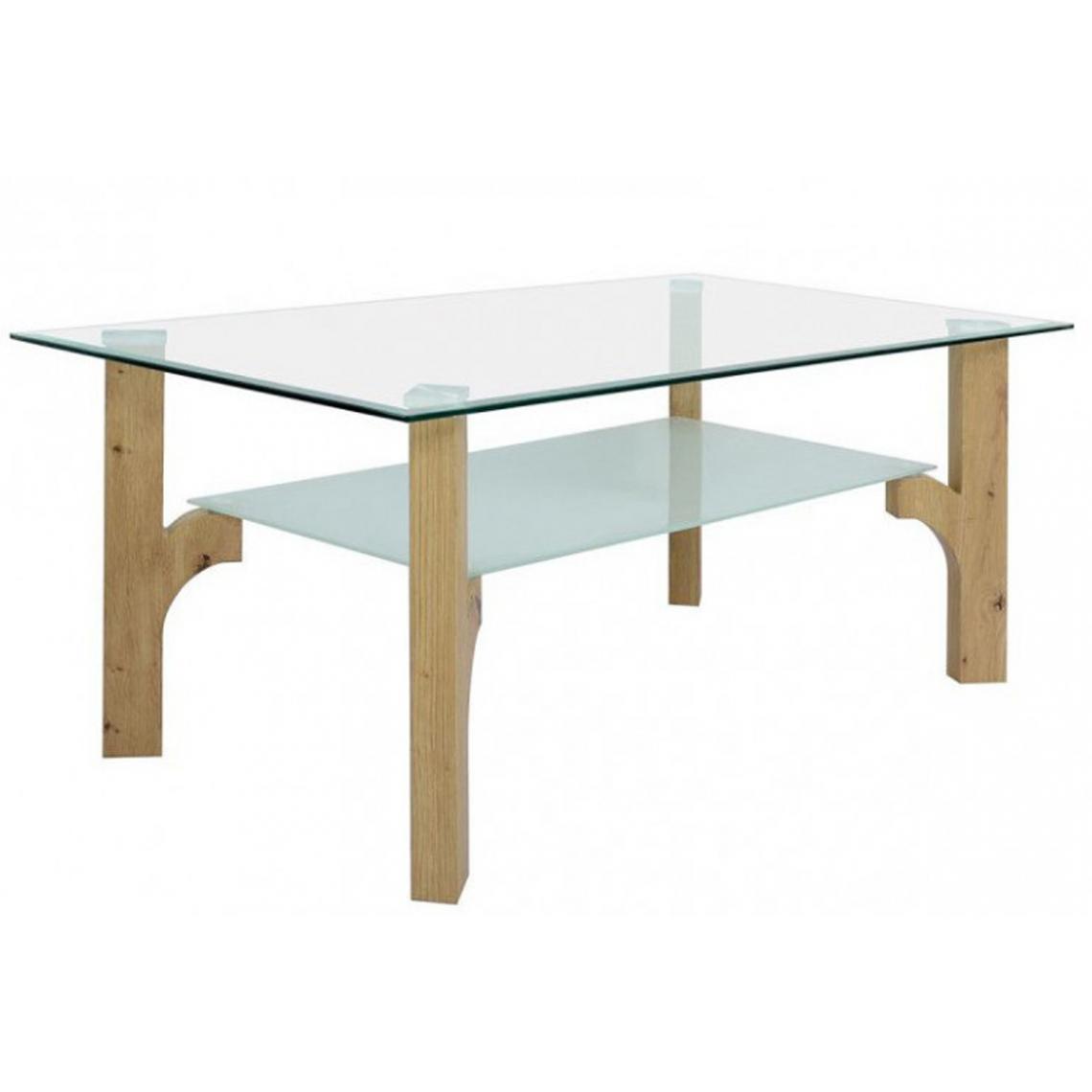 Pegane - Table basse rectangulaire en verre et chêne clair - L 110 x H 45 x P 60 cm -PEGANE- - Tables basses