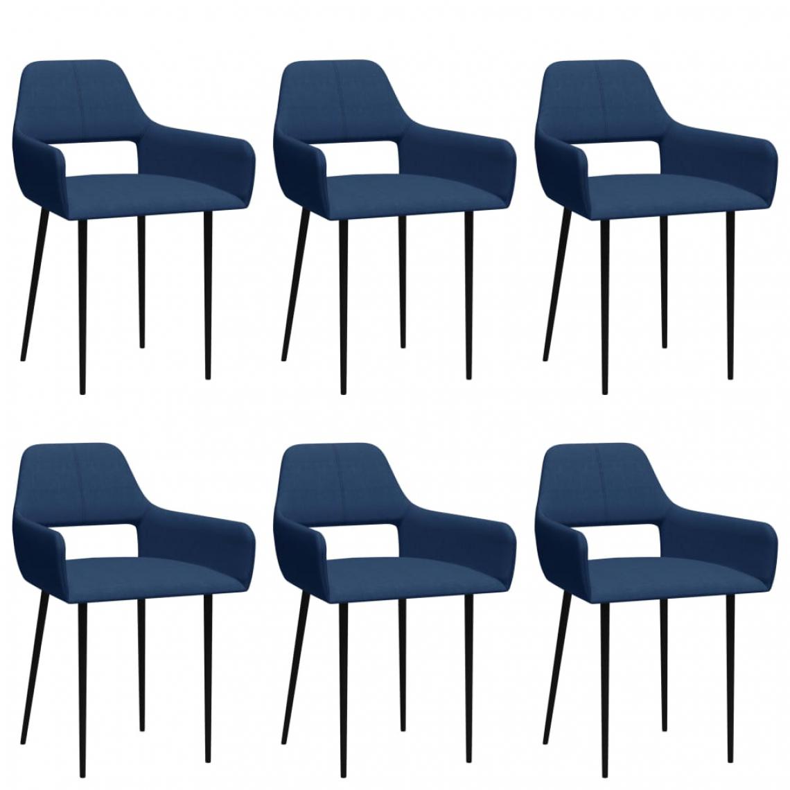 Icaverne - Stylé Fauteuils et chaises ligne Lilongwe Chaises de salle à manger 6 pcs Bleu Tissu - Chaises