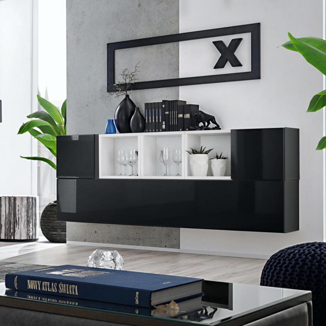 Ac-Deco - Meuble de Rangement Blox V 175cm Noir & Blanc - Meubles TV, Hi-Fi