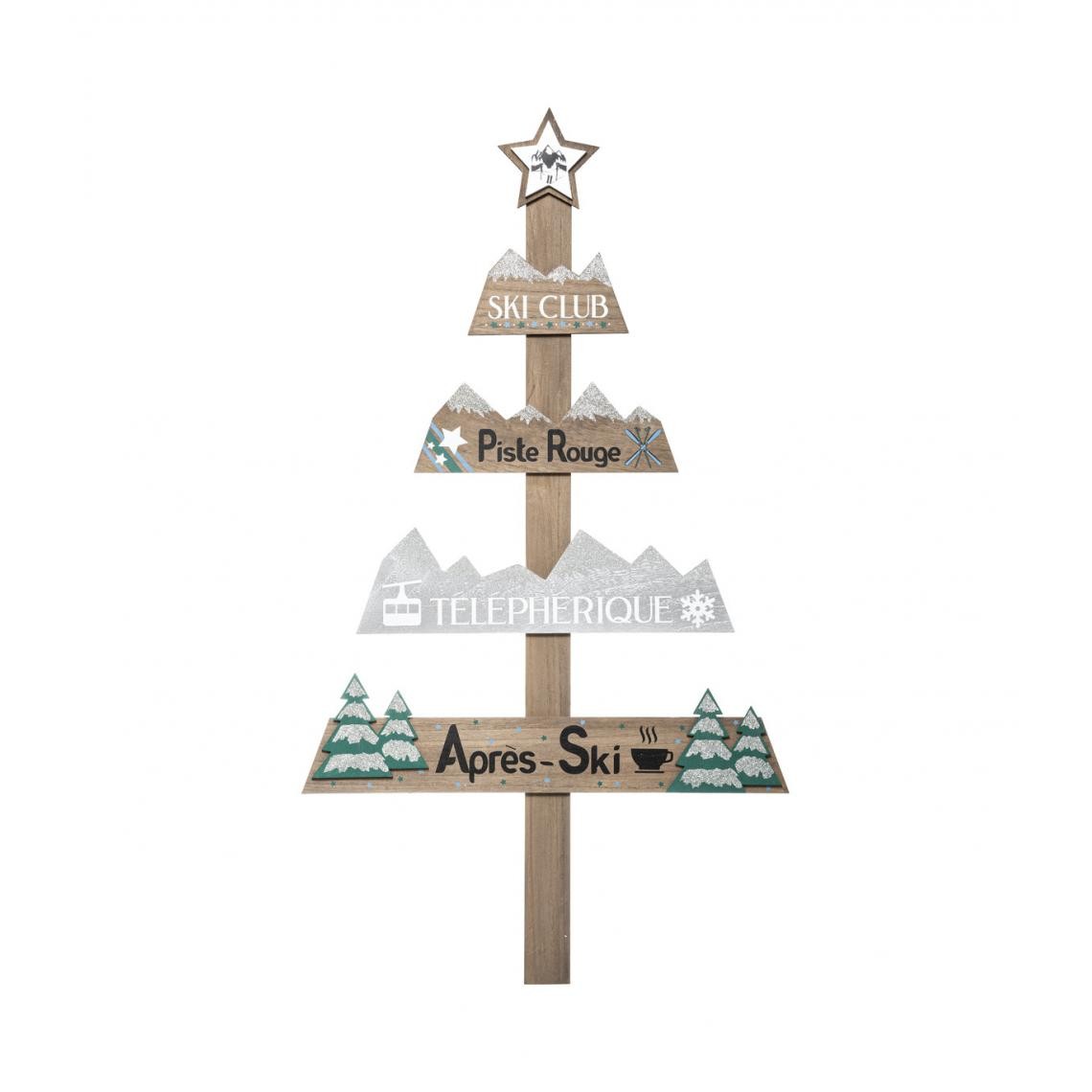 Feeric Lights And Christmas - Feeric Christmas - Déco de Noël Pancarte Sapin "Ski Club" en bois H 104 cm - Décorations de Noël