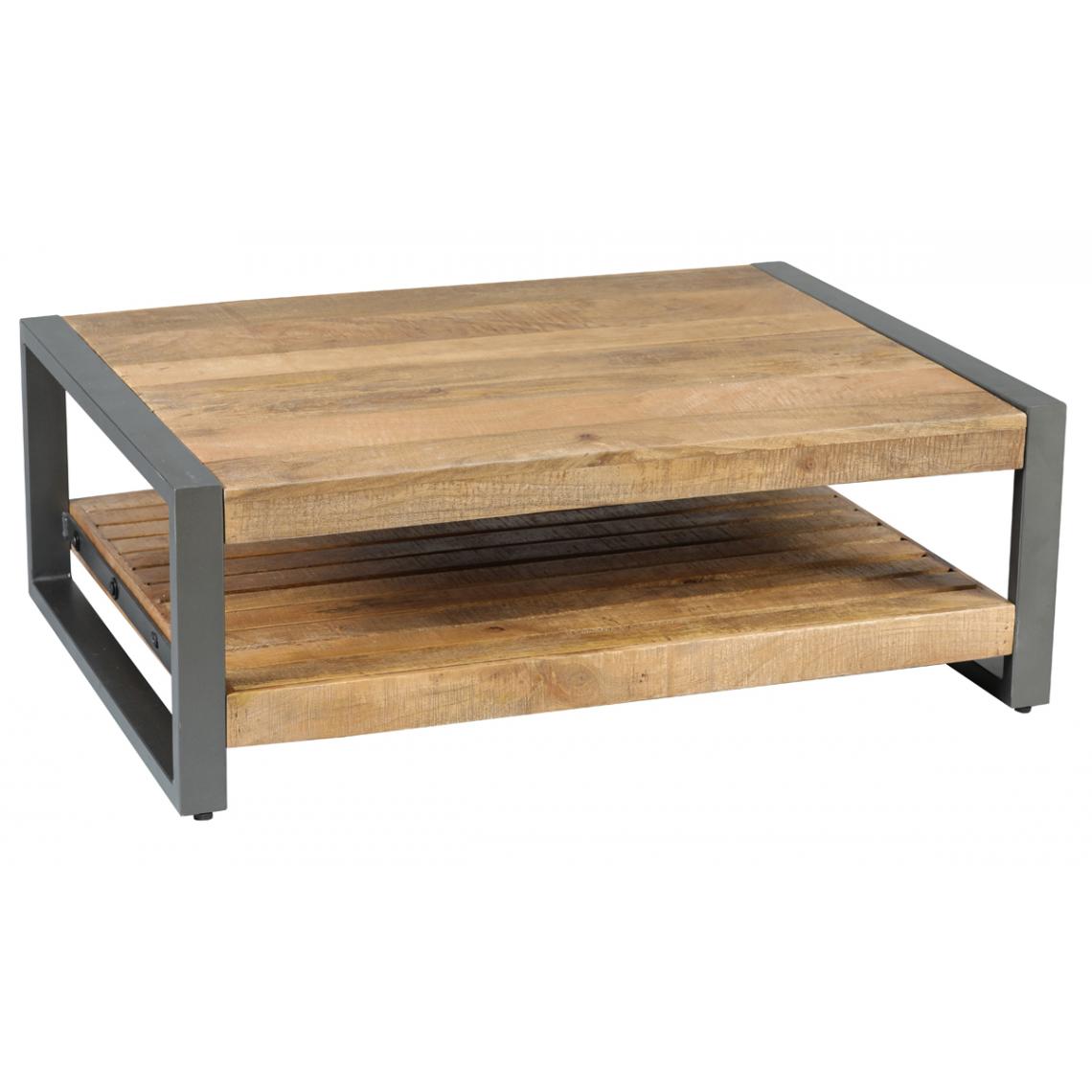 Pegane - Table basse en bois de palissandre et acier coloris naturel / noir - Longueur 100 x Profondeur 75 x hauteur 35 cm - Tables basses