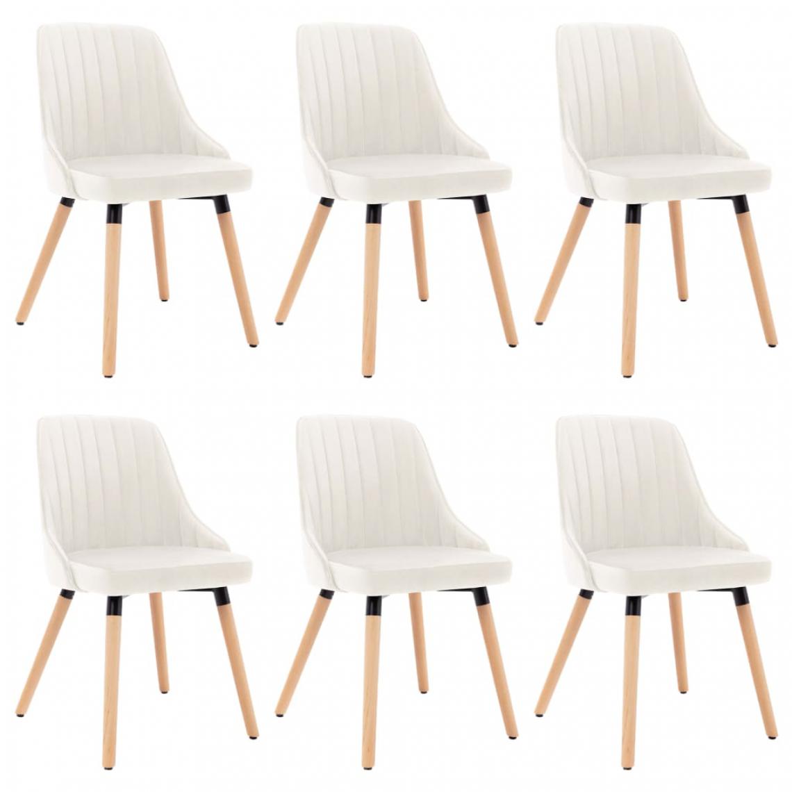 Icaverne - Esthetique Fauteuils et chaises serie Basseterre Chaises de salle à manger 6 pcs Crème Velours - Chaises