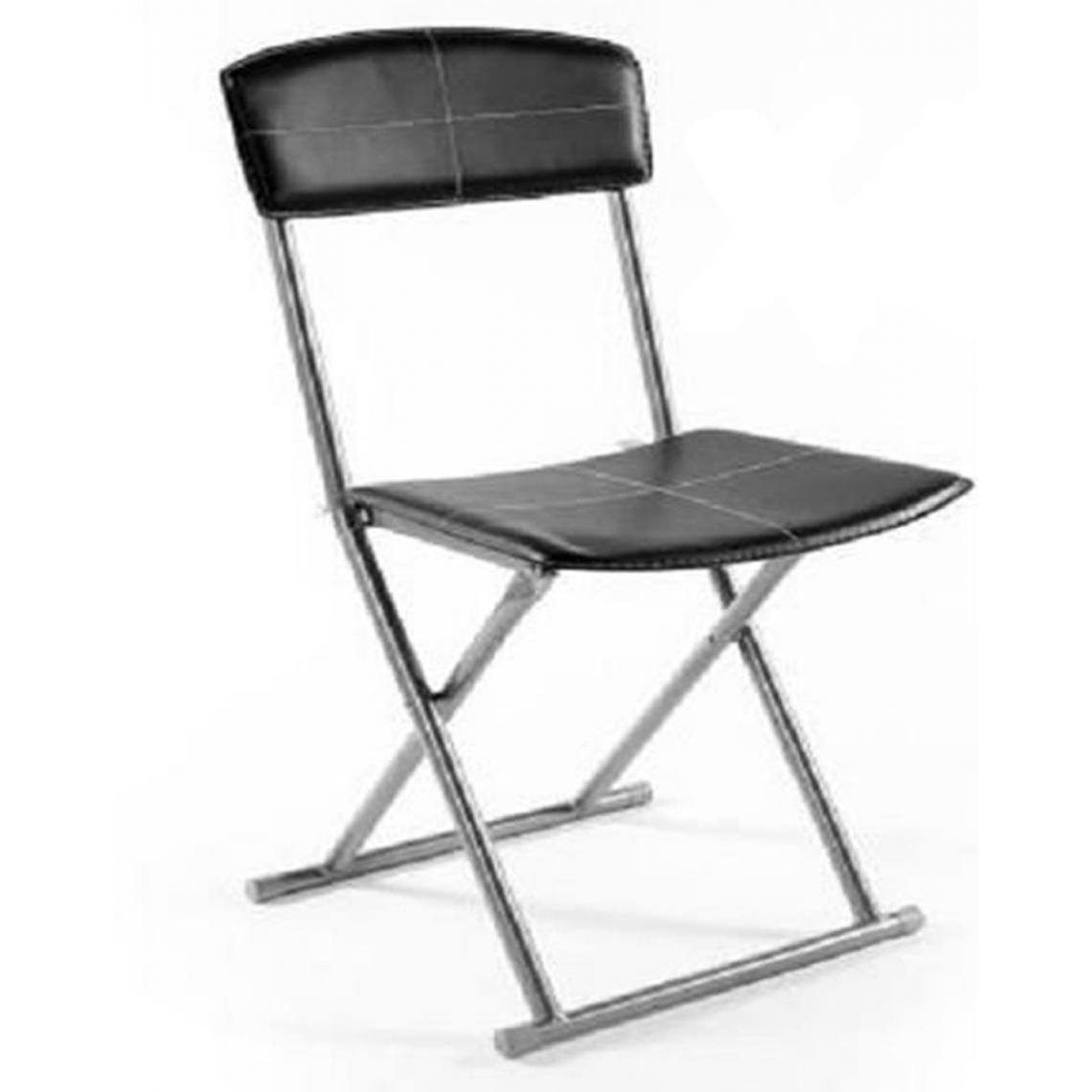 Pegane - Lot de 4 chaises pliantes PVC Polyuréthane en noir - Chaises