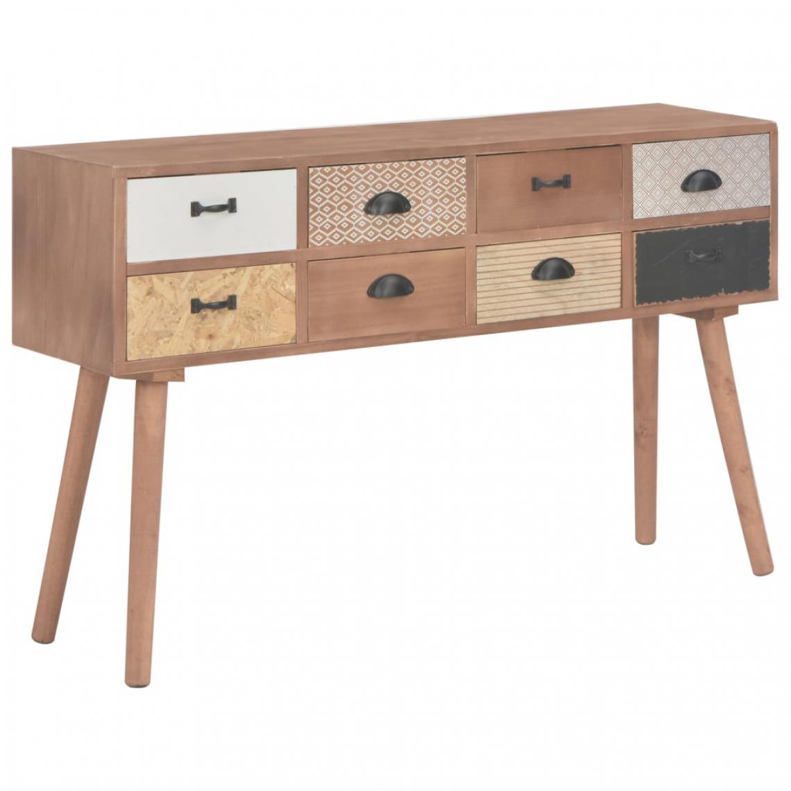 Chunhelife - Table console avec 8 tiroirs 120 x 30 x 76 cm Bois de pin massif - Consoles