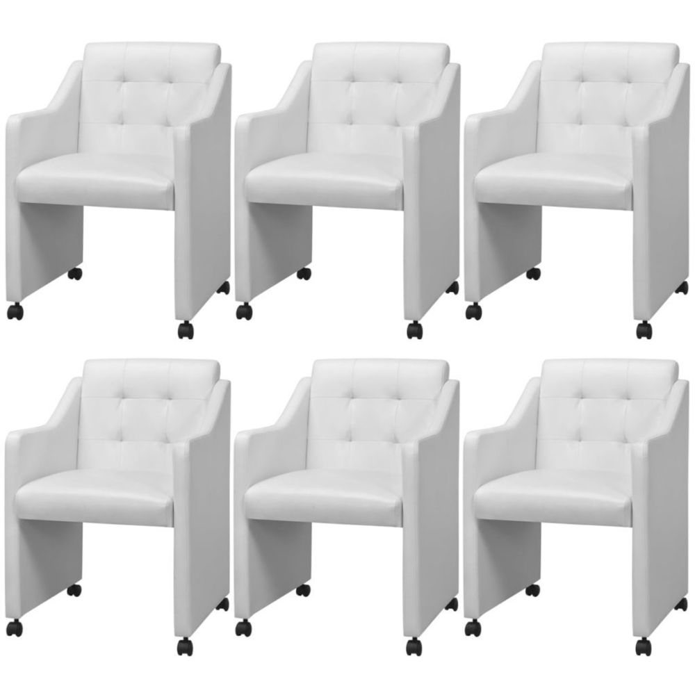marque generique - Joli Fauteuils serie Lisbonne Chaises de salle à manger 6 pièces Blanc 59 x 57,5 x 86,5 cm - Chaises