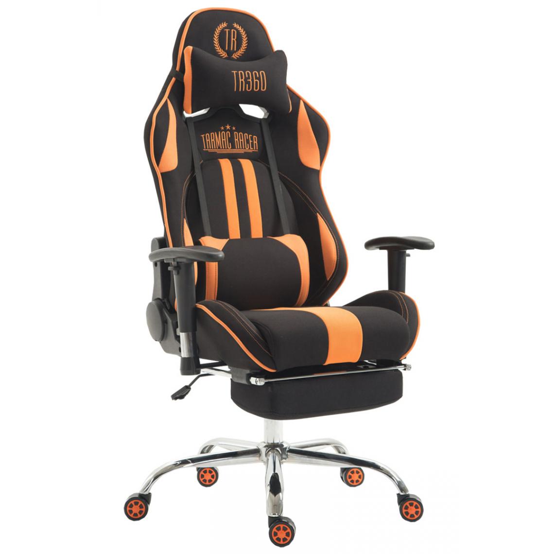 Icaverne - Stylé Chaise de bureau serie Luanda tissu Limit avec repose-pieds couleur noir / orange - Chaises