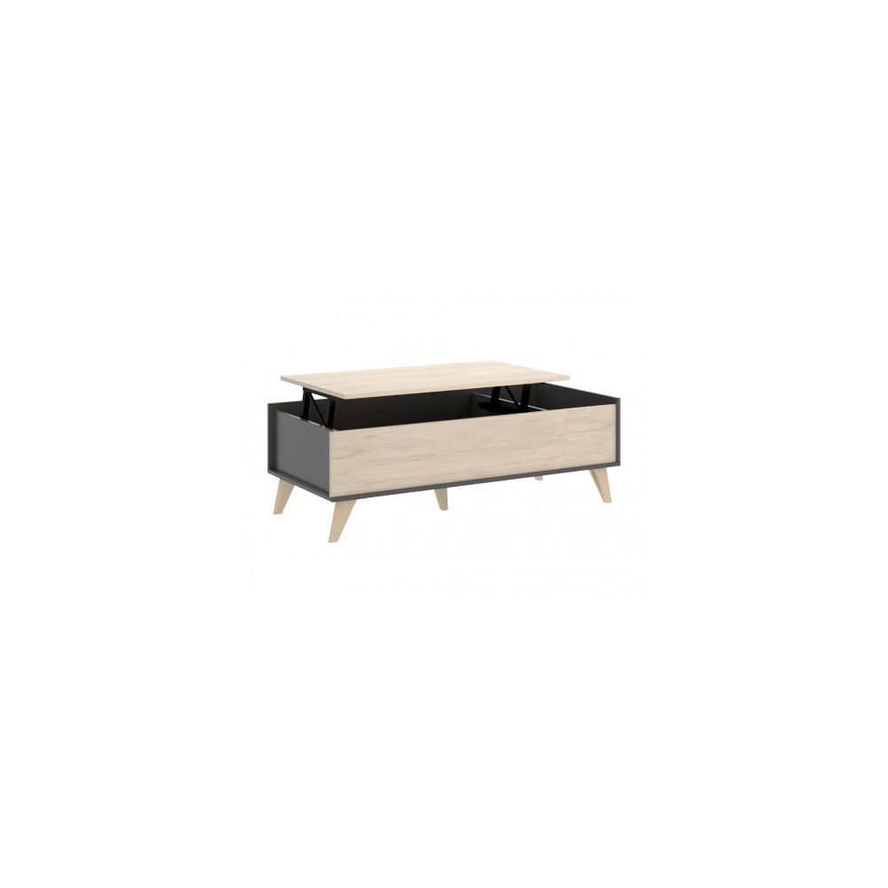 marque generique - Table basse relevable KOLYMA - 1 niche - Coloris : Chêne & Anthracite - Meubles TV, Hi-Fi