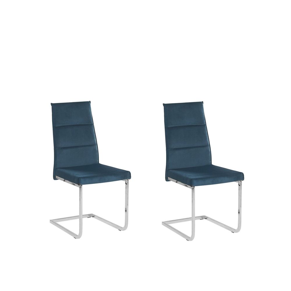 Beliani - Beliani Lot de 2 chaises de cuisine en velours blue ROCKFORD - bleu - Chaises