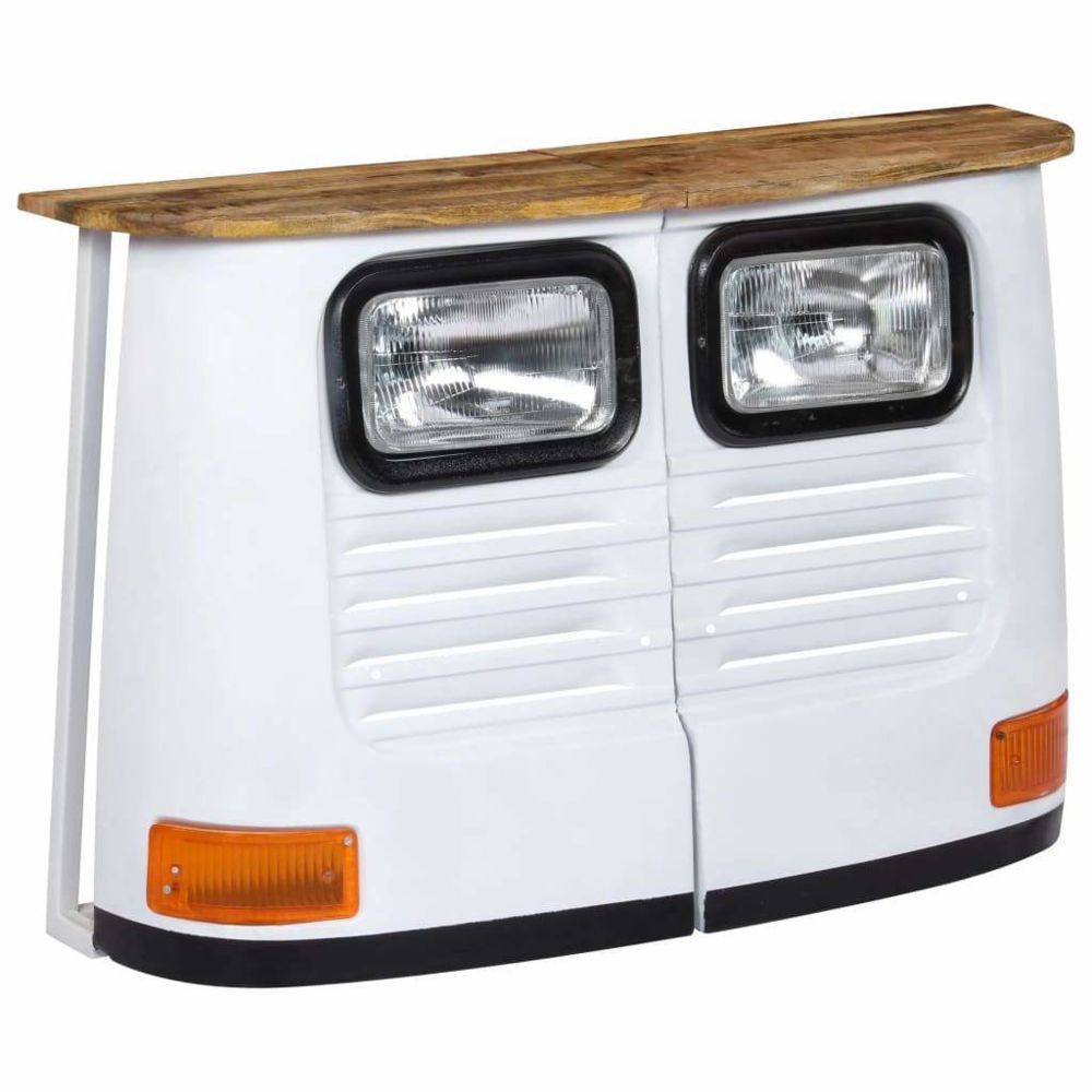 Helloshop26 - Buffet bahut armoire console meuble de rangement bois de manguier massif forme de camion blanc 4402169 - Consoles