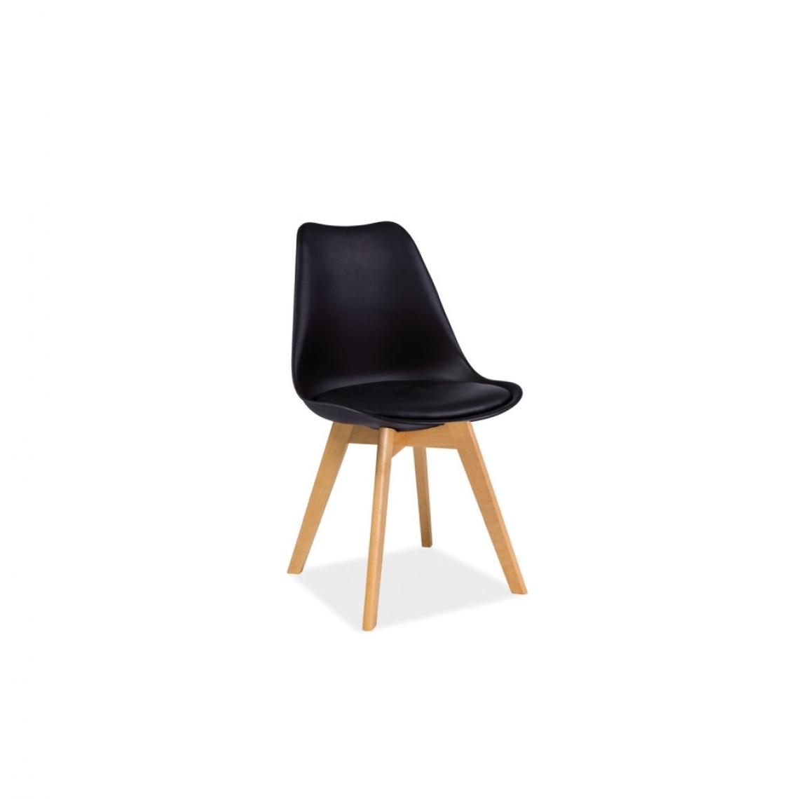 Ac-Deco - Chaise - Kris - 49 x 41 x 83 cm - Cadre en bois couleur hêtre - Noir - Chaises
