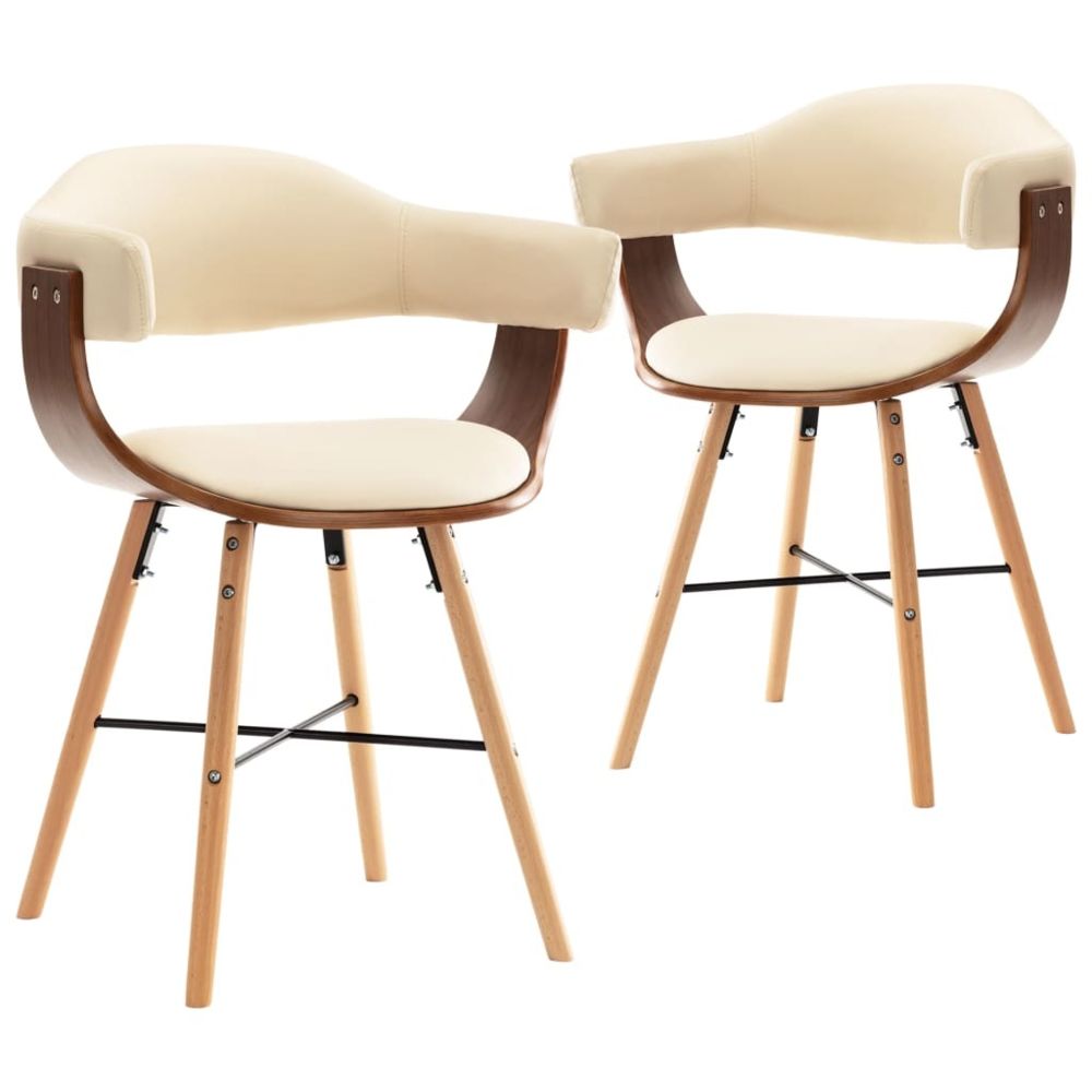 marque generique - Splendide Fauteuils et chaises collection Lisbonne Chaises de salle à manger 2 pcs Crème Similicuir et bois courbé - Chaises