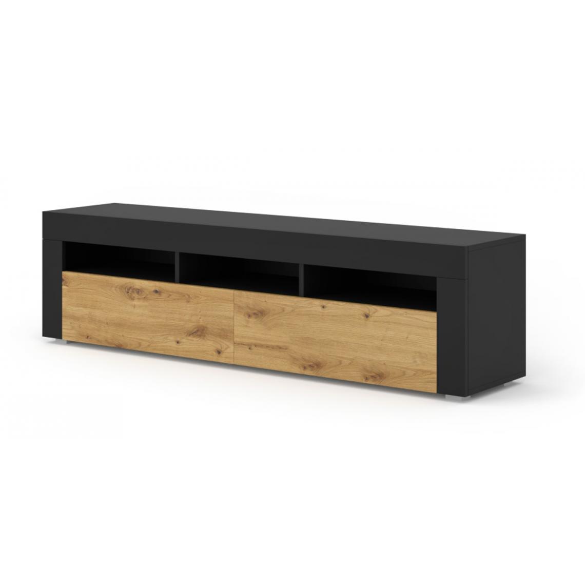 Bim Furniture - Meuble TV MORENO noir mat / chêne artisan - Meubles TV, Hi-Fi