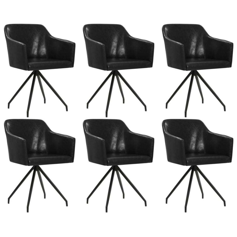 Uco - UCO Chaises de salle à manger pivotantes 6 pcs Noir Similicuir - Chaises