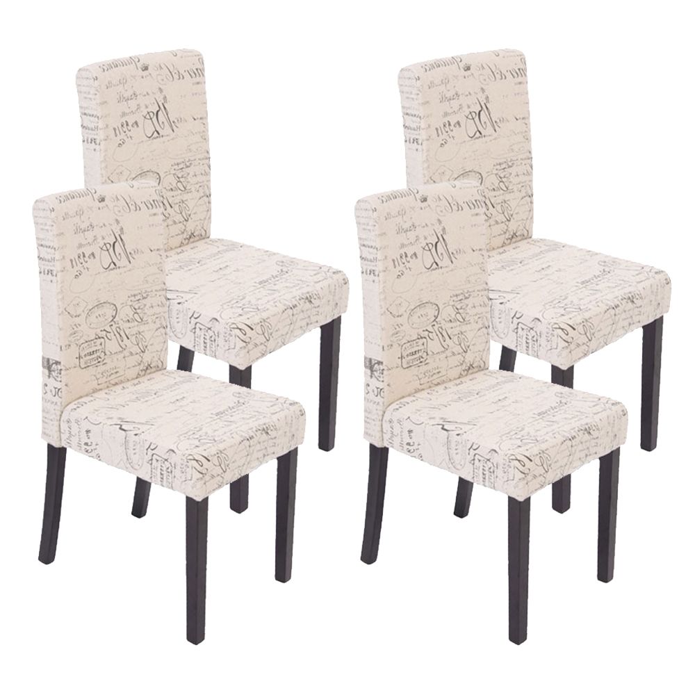 Mendler - Lot de 4 chaises de séjour Littau, tissu words fabric, pieds foncés - Chaises