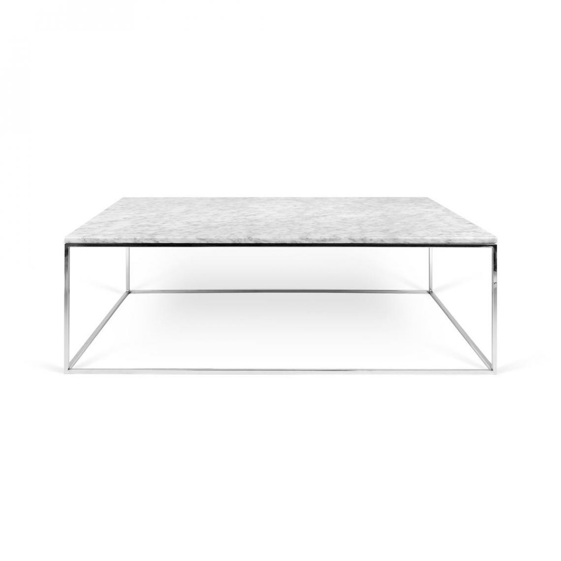 Temahome - Table basse marbre GLEAM 120 - blanc et chromé - Tables à manger