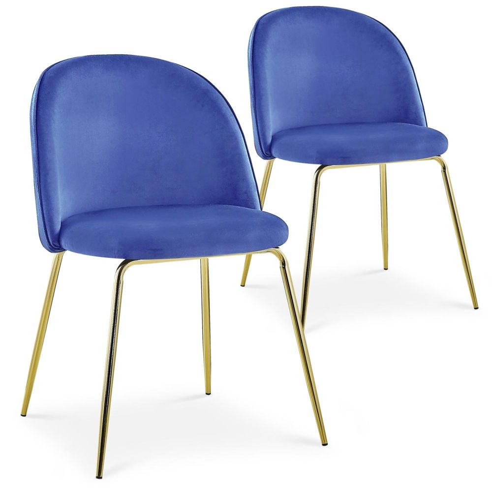 MENZZO - Lot de 2 chaises Spectra Velours Bleu - Chaises