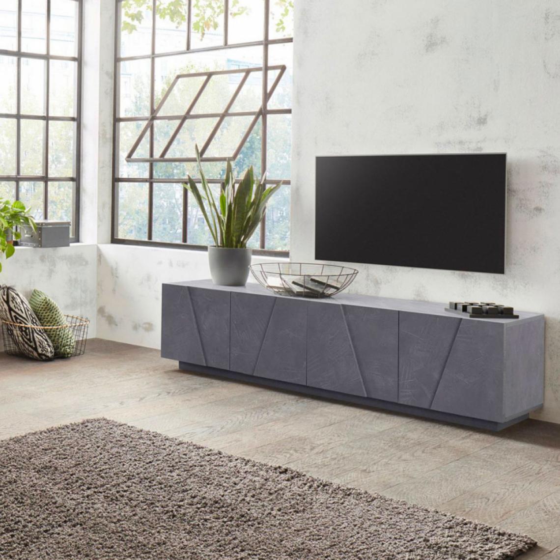 Ahd Amazing Home Design - Meuble TV 4 portes 2 pièces design moderne Ping Low L Ardesia - Meubles TV, Hi-Fi