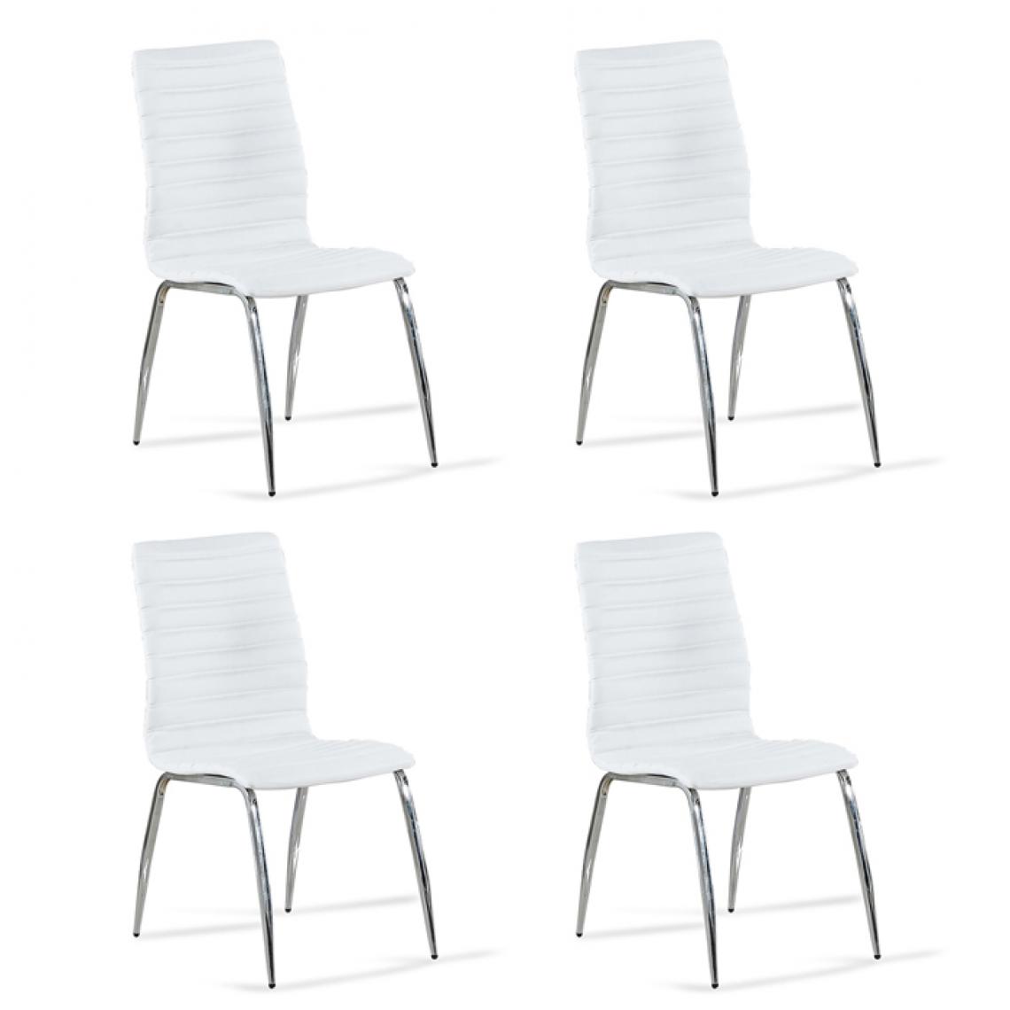 Designetsamaison - Lot de 4 chaises salle à manger blanches - Londres - Chaises
