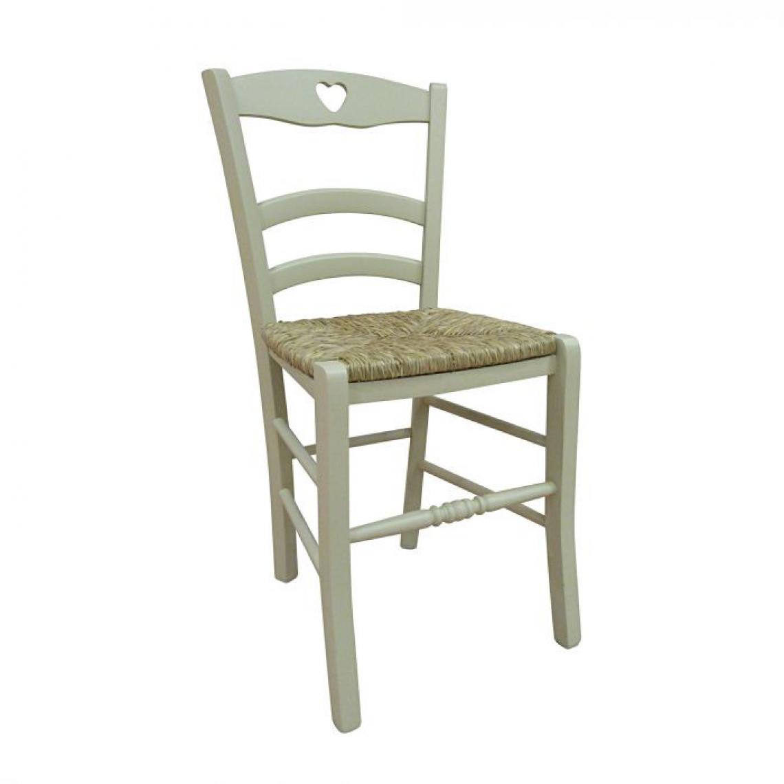 Alter - Chaise classique en bois avec détail coeur, Made in Italy, 45 x 47 x 88 cm, couleur sable, avec fond en paille - Chaises