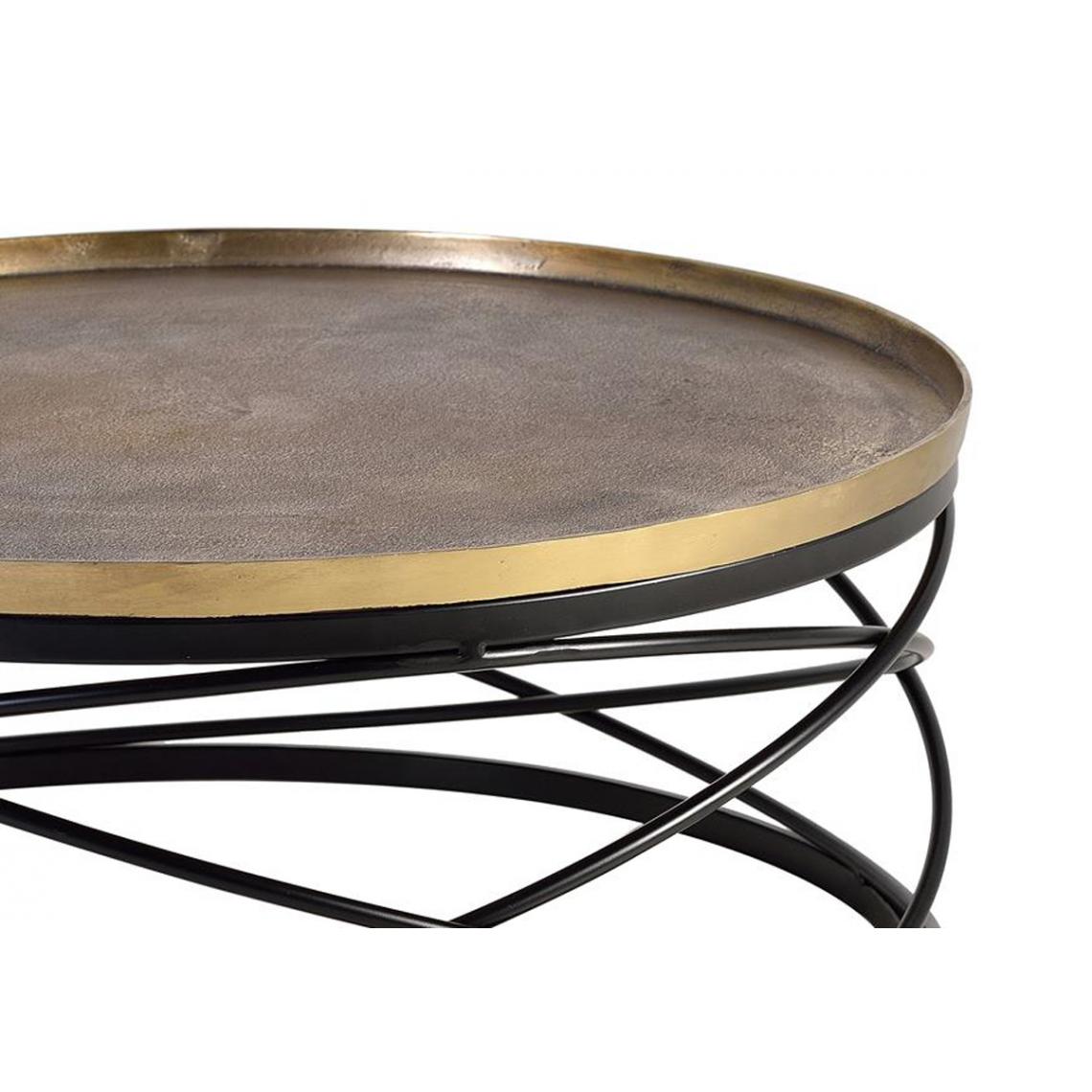 Pegane - Table basse en métal coloris noir / doré - diamètre 90 x hauteur 38 cm - Tables basses