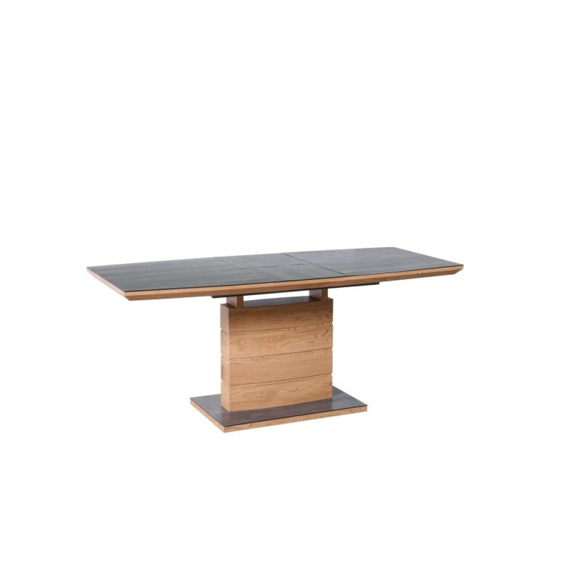 Carellia - Table à manger extensible plateau en verre 140-180 cm x 80 cm x 77 cm - Gris foncé - Tables à manger