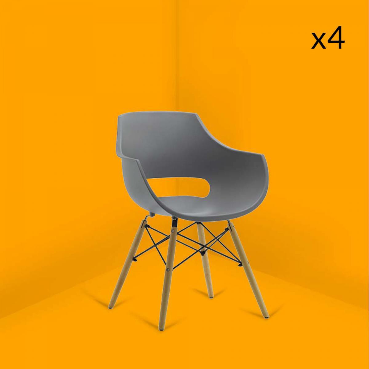Concept Usine - Chloé - Lot de 4 chaises scandinaves gris - Chaises